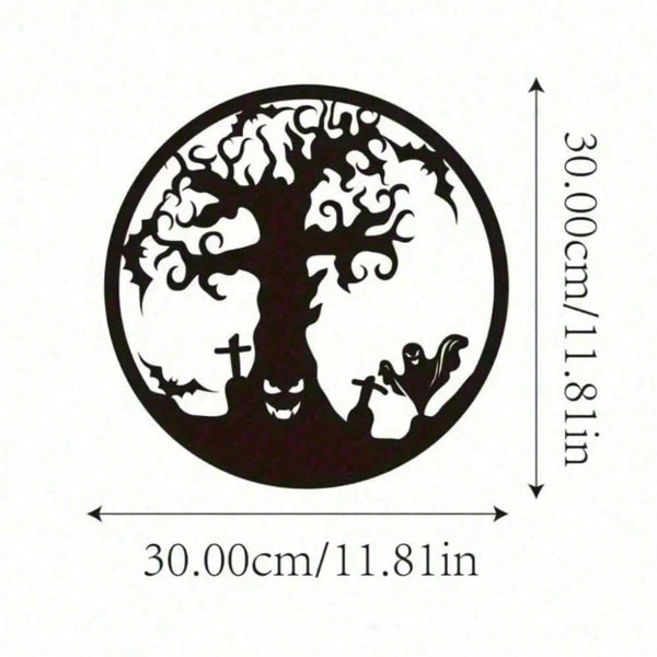 Gothic Tree of Life Metal Wall Art, Handcrafted Black Wrought Iron Hanging Decor for Altar, Indoor & Outdoor Use. Mystical ornament ideal for Halloween and housewarming gifts.