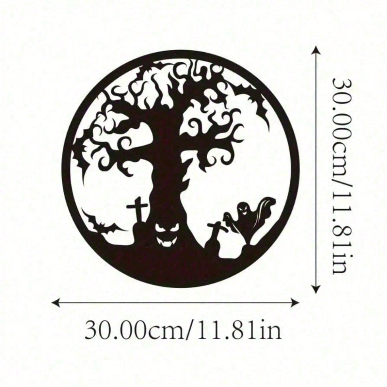 Gothic Tree of Life Metal Wall Art, Handcrafted Black Wrought Iron Hanging Decor for Altar, Indoor & Outdoor Use. Mystical ornament ideal for Halloween and housewarming gifts. Secondary image