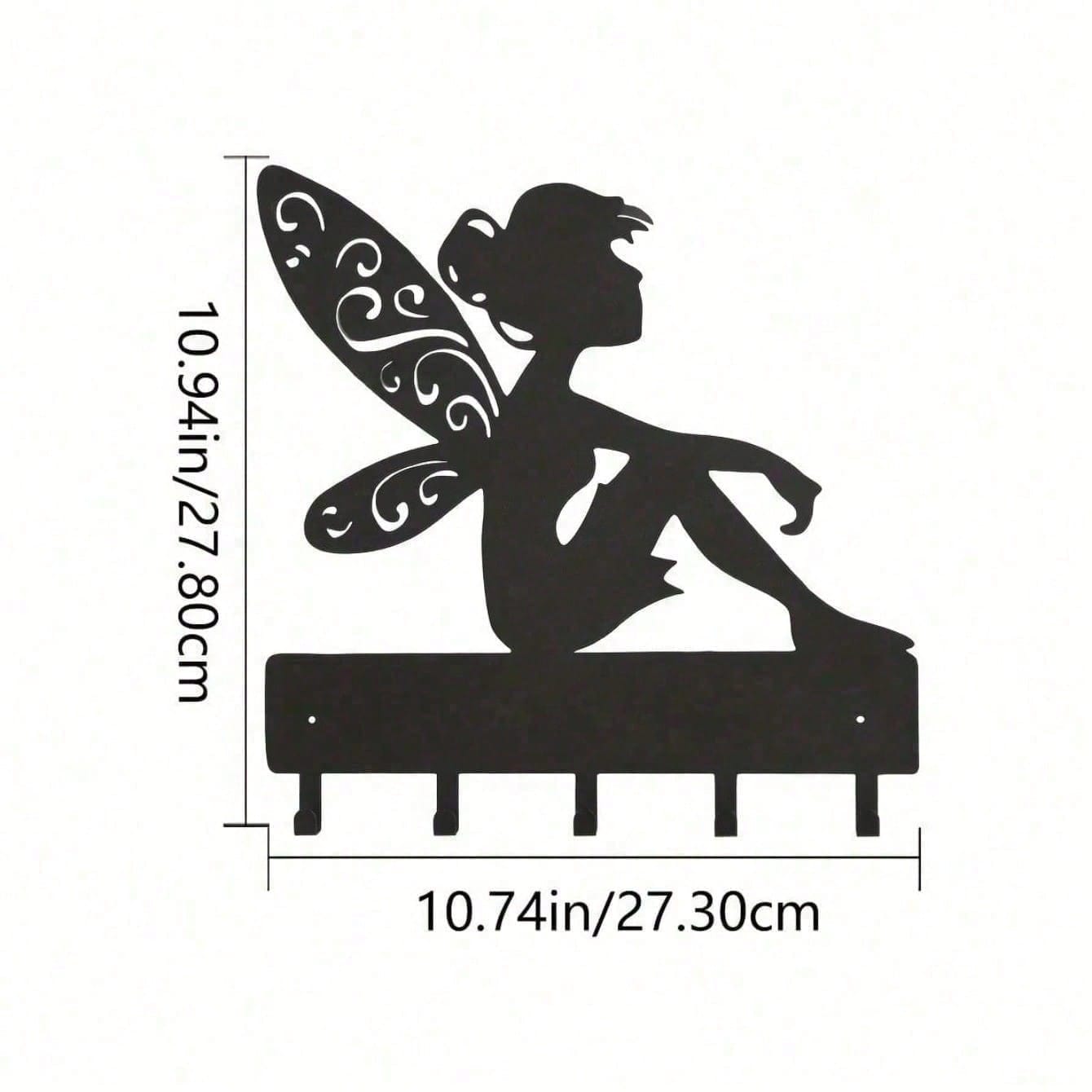 Enchanted Elf Wall Hook & Key Holder, whimsical fairy-tale rack for coats, hats and keys. Magical decorative storage, ideal for fairycore, cottagecore and boho style home decor. Secondary image