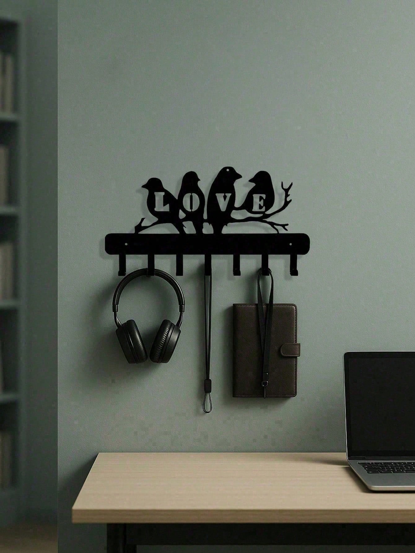 Wall-Mounted Entryway Organizer With Hooks, Modern Farmhouse Coat And Key Rack. Industrial Rustic Decor For Hallways, Practical Storage And Nice Housewarming Gift.