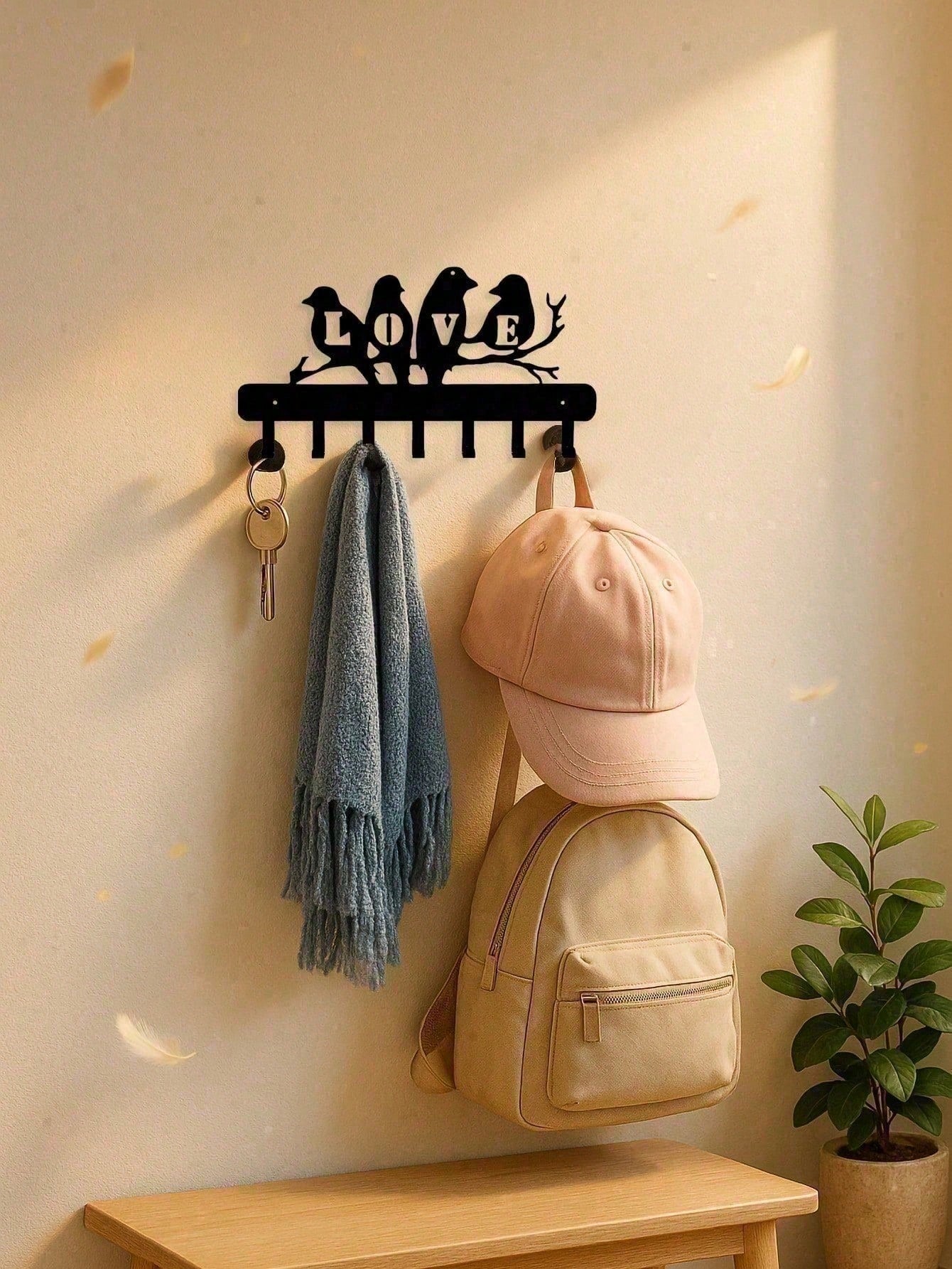 Wall-Mounted Entryway Organizer With Hooks, Modern Farmhouse Coat And Key Rack. Industrial Rustic Decor For Hallways, Practical Storage And Nice Housewarming Gift.