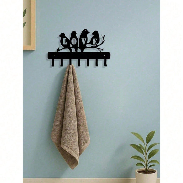 Wall-Mounted Entryway Organizer With Hooks, Modern Farmhouse Coat And Key Rack. Industrial Rustic Decor For Hallways, Practical Storage And Nice Housewarming Gift.
