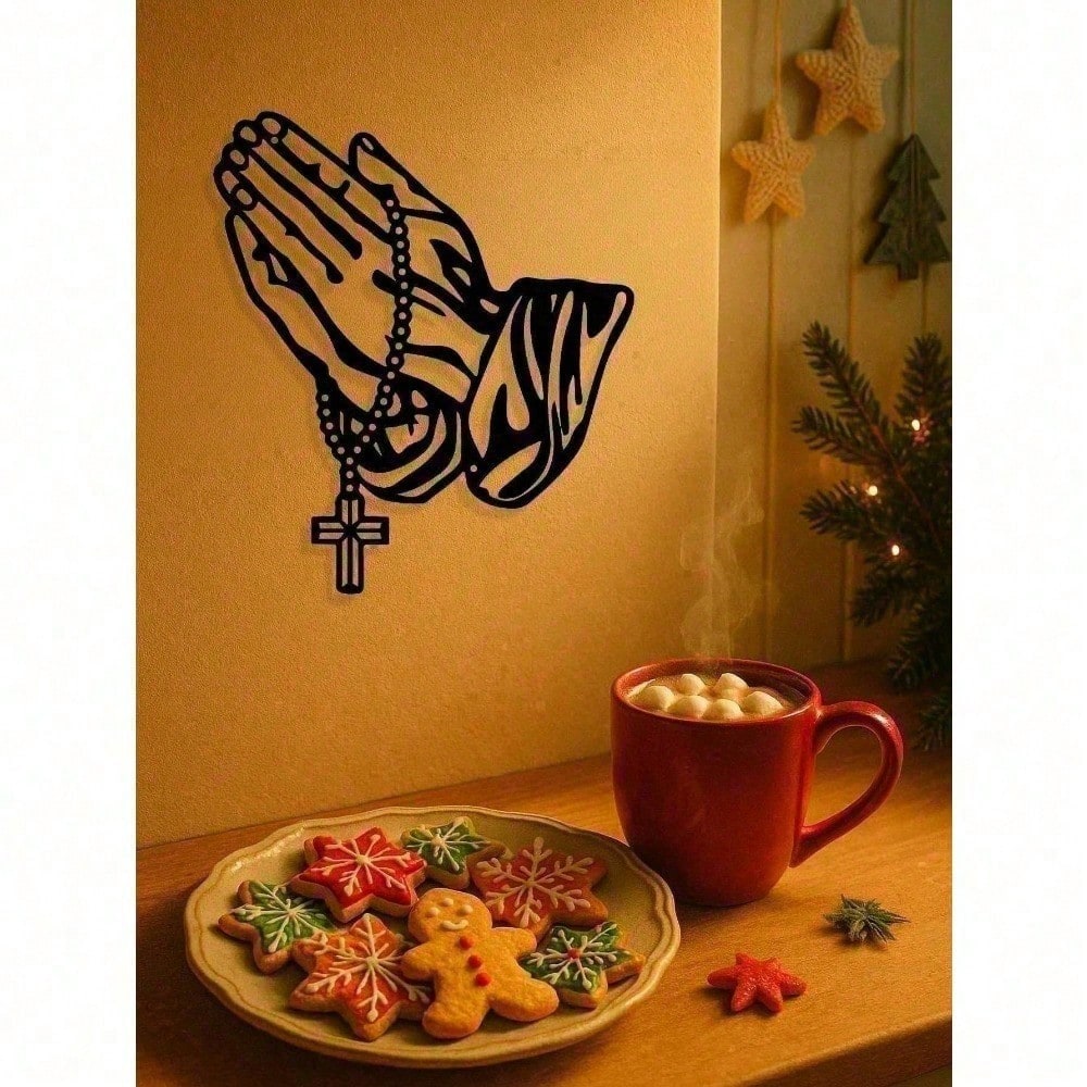 Gothic Iron Cross Wall Hanging, ornamental crucifix with sacred heart design. Spiritual gothic decor for altar and home, perfect for festivals, birthdays and housewarming gifts.