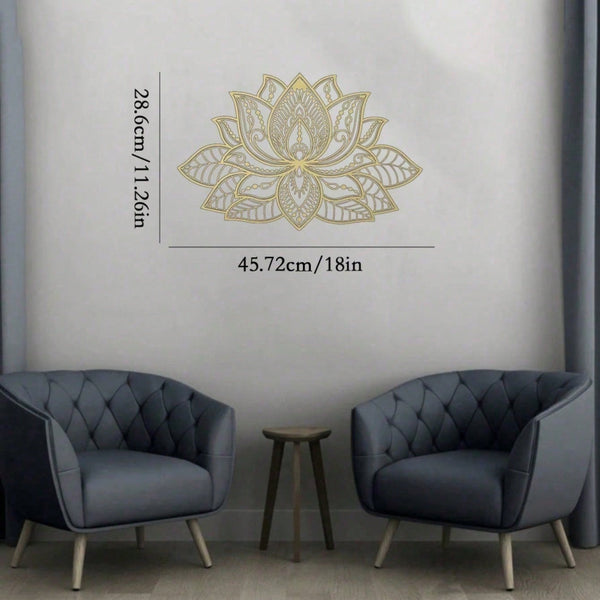 Radiant Lotus Mandala Metal Wall Art, bohemian zen decor suitable for indoor and outdoor areas. A spiritual sculpture, ideal as a gift for various festivals and occasions.