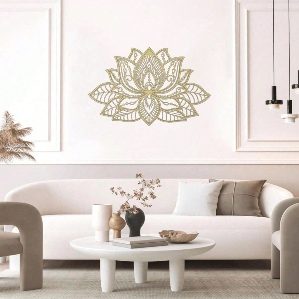 Radiant Lotus Mandala Metal Wall Art, bohemian zen decor suitable for indoor and outdoor areas. A spiritual sculpture, ideal as a gift for various festivals and occasions.