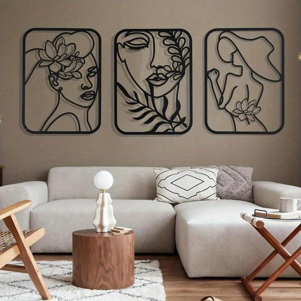 4Pcs Gold Metal Feminine Figure Wall Art, Rust-Resistant Elegant Silhouettes. Easy To Hang, Stylish Decor For Bedroom And Living Room, Great Holiday Gifts For Women And Art Lovers.