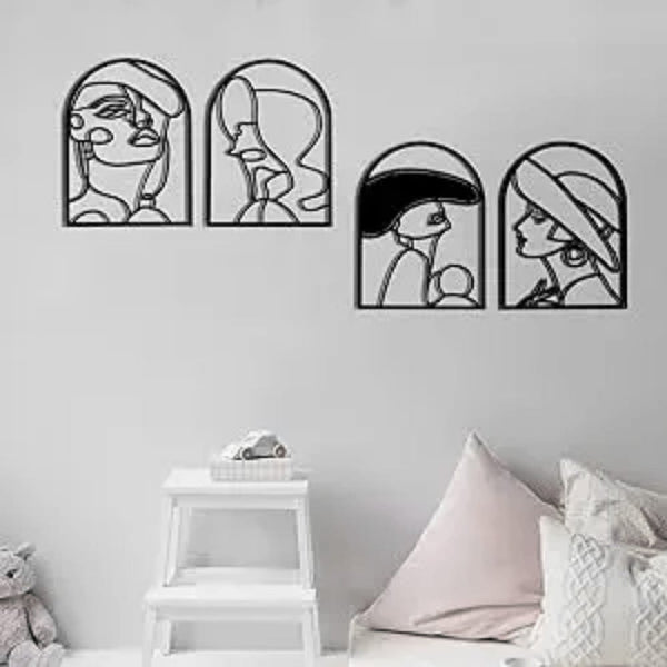 4Pcs Gold Metal Feminine Figure Wall Art, Rust-Resistant Elegant Silhouettes. Easy To Hang, Stylish Decor For Bedroom And Living Room, Great Holiday Gifts For Women And Art Lovers.