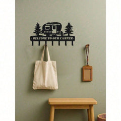 Heavy Duty Wrought Iron Wall Hooks with Pine Tree Design, rustic farmhouse style. Ideal for entryway, bathroom and more, practical organizer and nice gift for various festivals.