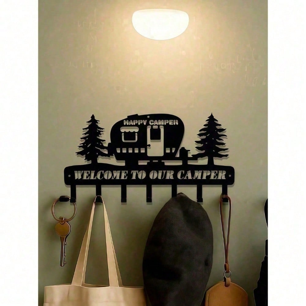 Heavy Duty Wrought Iron Wall Hooks with Pine Tree Design, rustic farmhouse style. Ideal for entryway, bathroom and more, practical organizer and nice gift for various festivals.