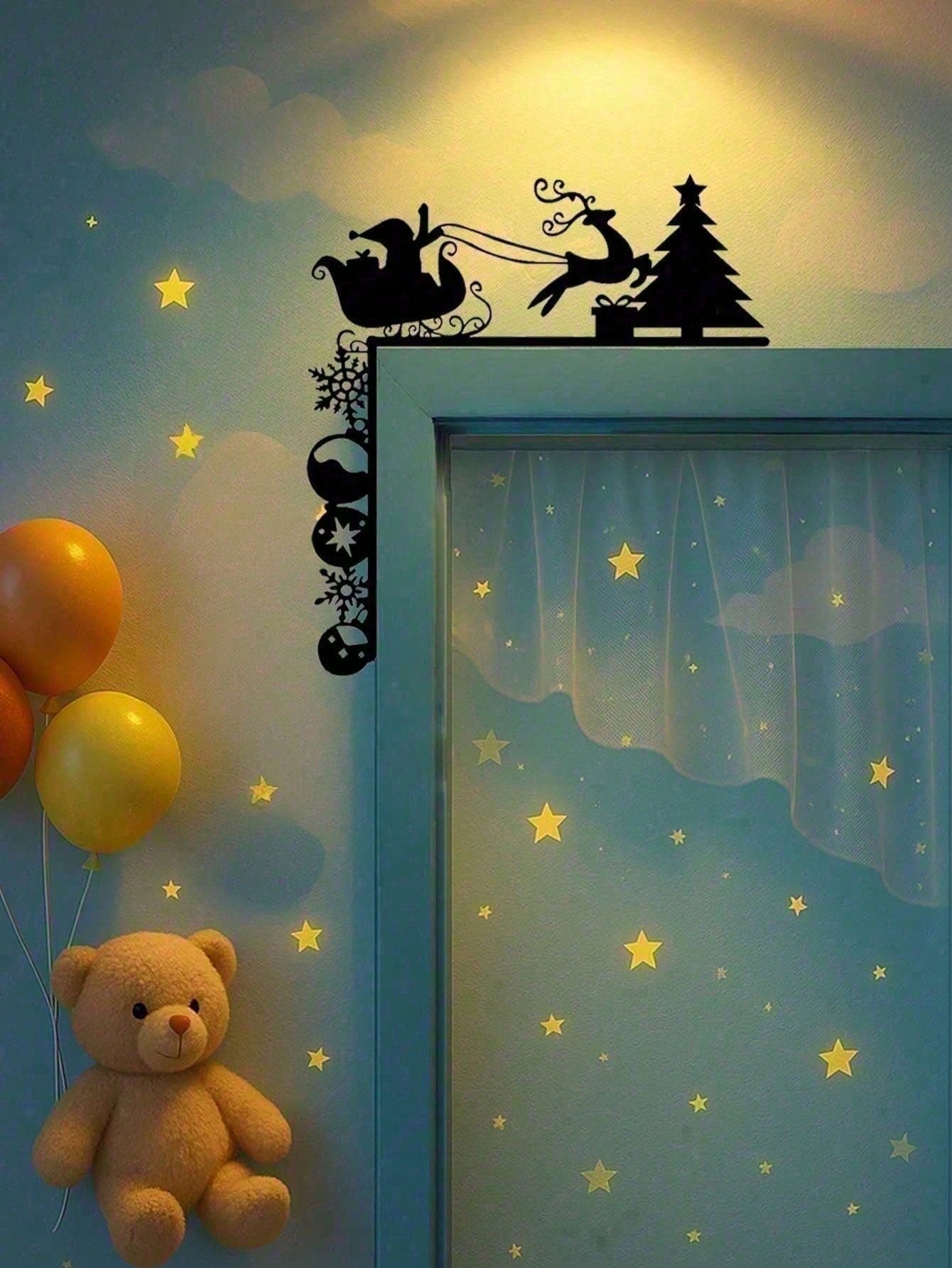 Christmas Sleigh Wall Decals - Removable Holiday Wall Stickers For Doors, Walls, Windows & Mirrors | Festive Winter Home Decor, Cozy Seasonal Aesthetic | Easy To Apply & Remove | Christmas Decorations Must Haves For Living Room, Bedroom, Nursery