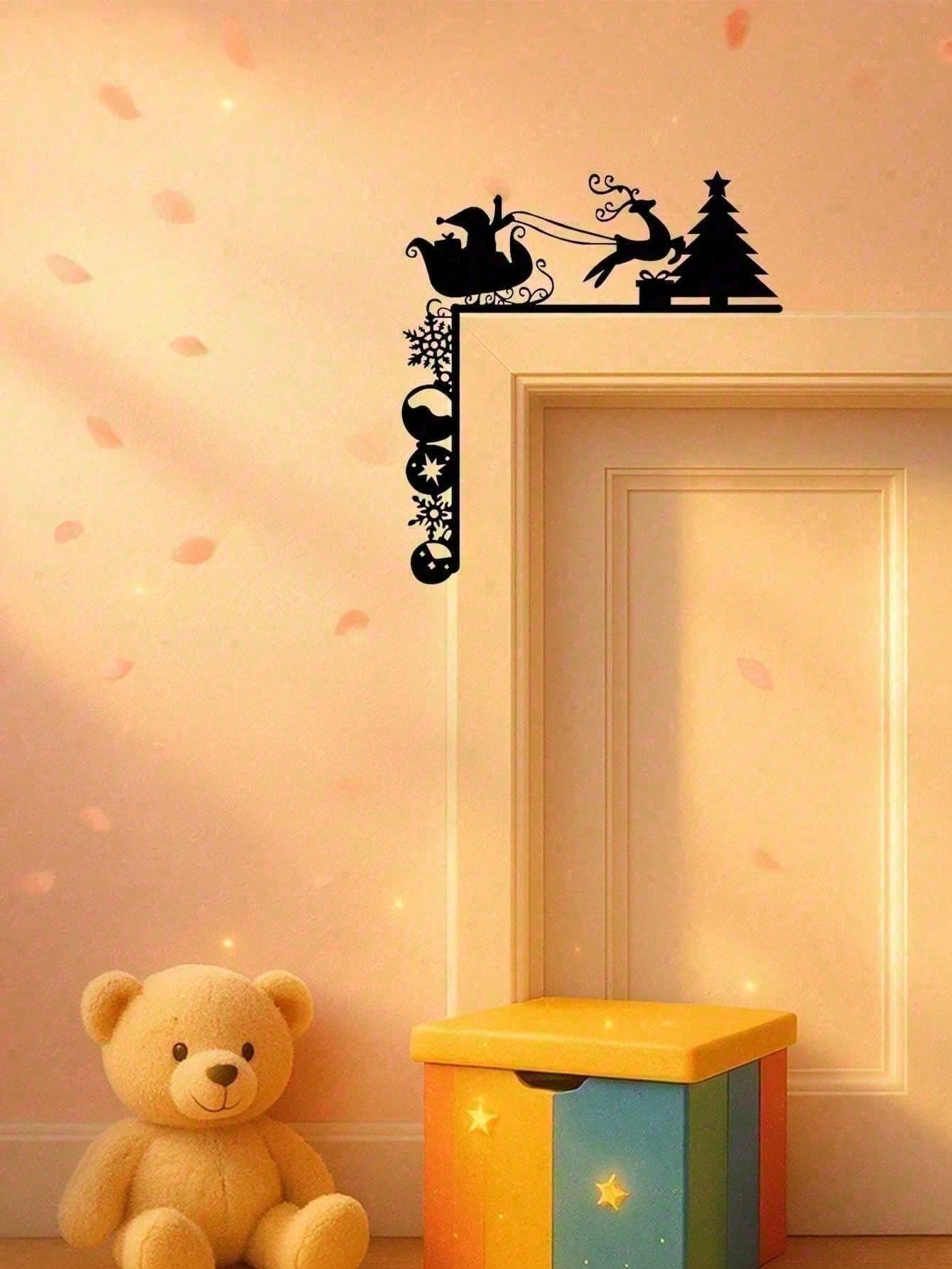 Christmas Sleigh Wall Decals - Removable Holiday Wall Stickers For Doors, Walls, Windows & Mirrors | Festive Winter Home Decor, Cozy Seasonal Aesthetic | Easy To Apply & Remove | Christmas Decorations Must Haves For Living Room, Bedroom, Nursery
