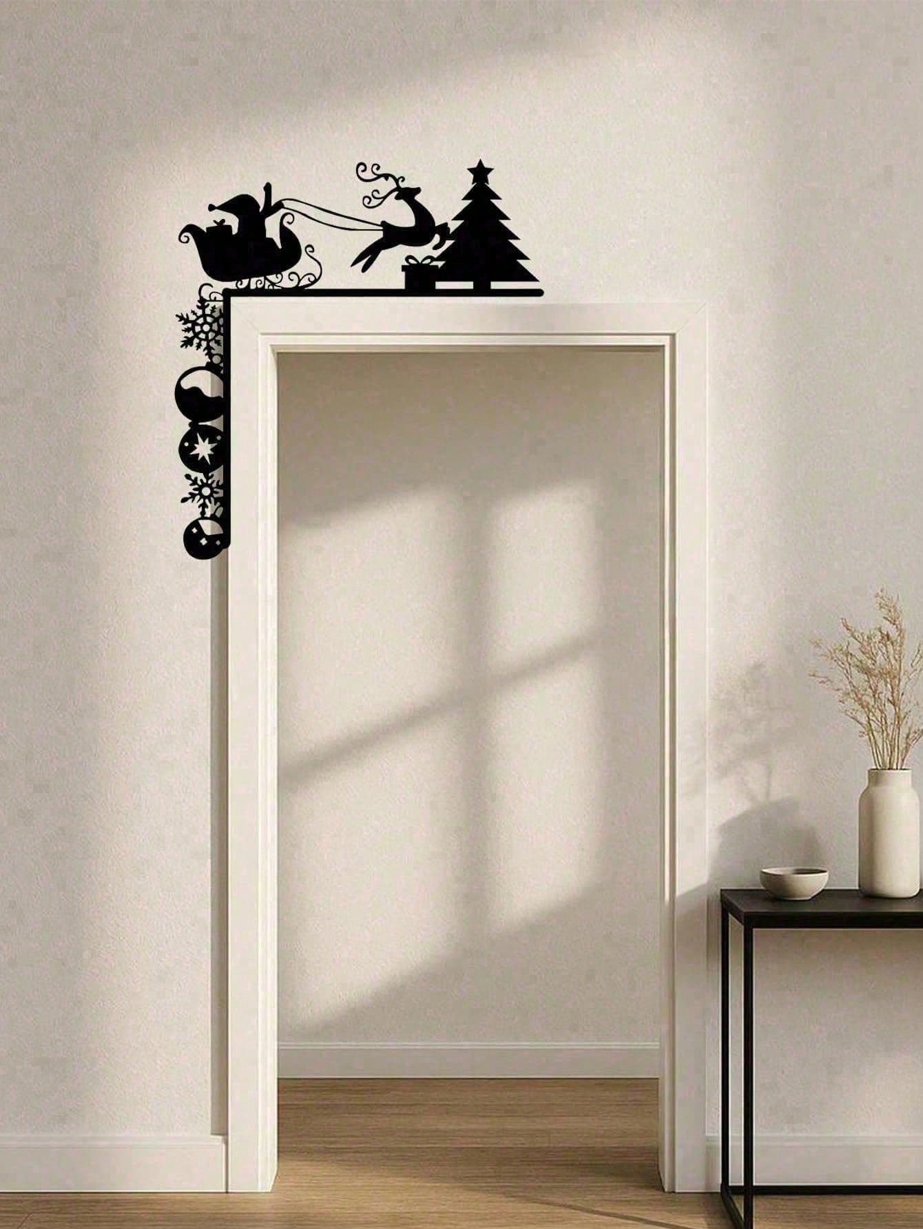 Christmas Sleigh Wall Decals - Removable Holiday Wall Stickers For Doors, Walls, Windows & Mirrors | Festive Winter Home Decor, Cozy Seasonal Aesthetic | Easy To Apply & Remove | Christmas Decorations Must Haves For Living Room, Bedroom, Nursery
