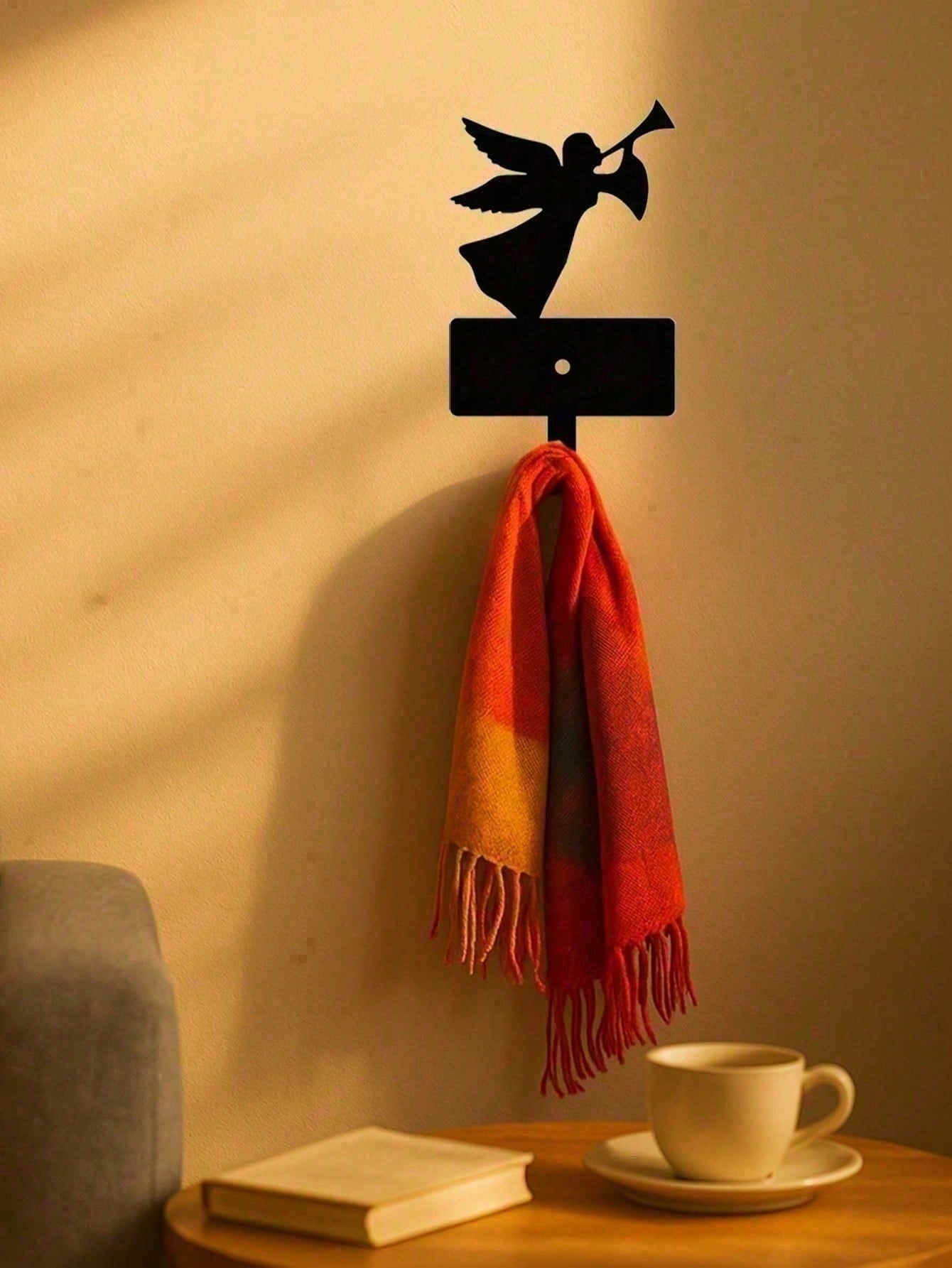 Heavy-Duty Angel Trumpet Metal Wall Hooks, modern farmhouse style. Sturdy space-saving rack for coats and keys, stylish home decor and nice holiday gift.