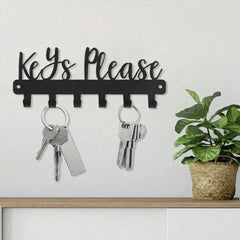 Sleek Modern Wall Key Holder with Single Hook, Minimalist Key Rack Space-Saving Entryway Organizer, Sturdy Black Metal Key Hanger for Home Office Apartment Gift