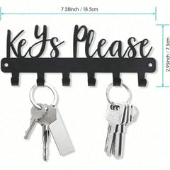 Sleek Modern Wall Key Holder with Single Hook, Minimalist Key Rack Space-Saving Entryway Organizer, Sturdy Black Metal Key Hanger for Home Office Apartment Gift