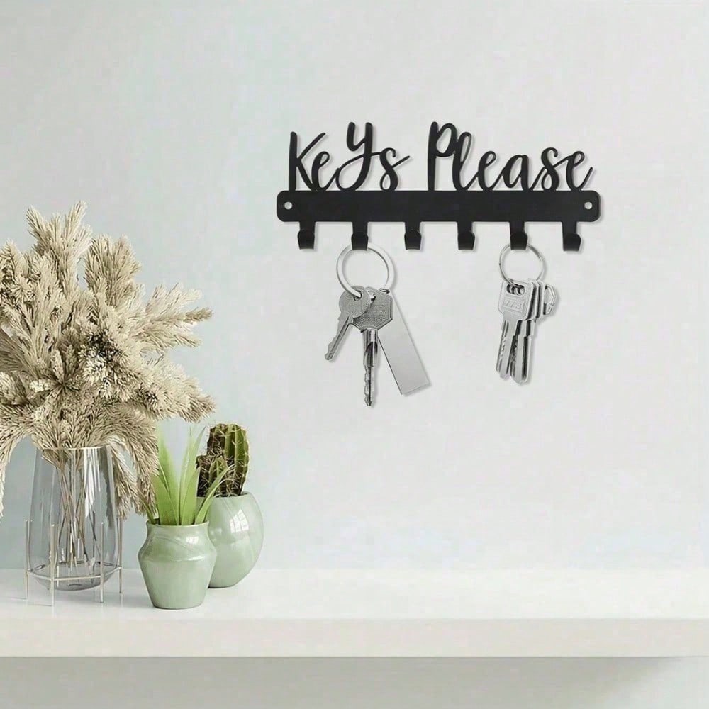 Sleek Modern Wall Key Holder with Single Hook, Minimalist Key Rack Space-Saving Entryway Organizer, Sturdy Black Metal Key Hanger for Home Office Apartment Gift