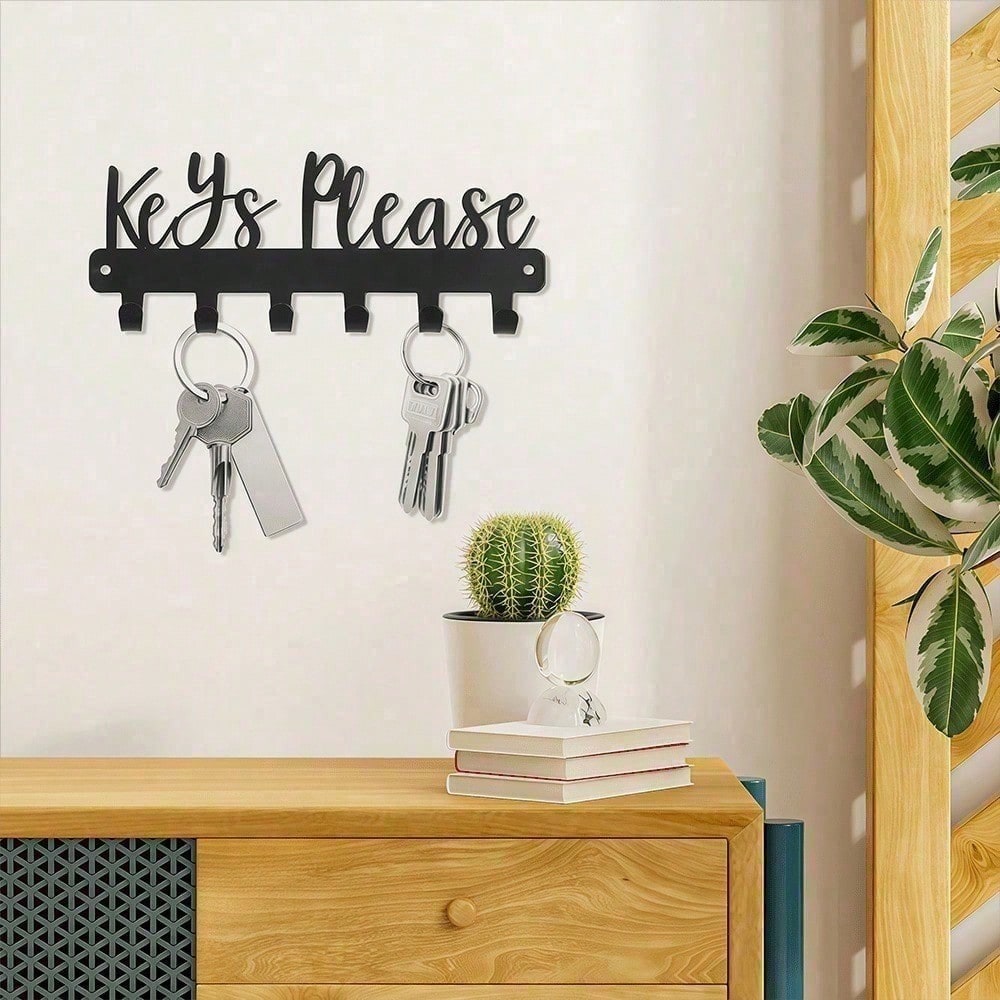 Sleek Modern Wall Key Holder with Single Hook, Minimalist Key Rack Space-Saving Entryway Organizer, Sturdy Black Metal Key Hanger for Home Office Apartment Gift