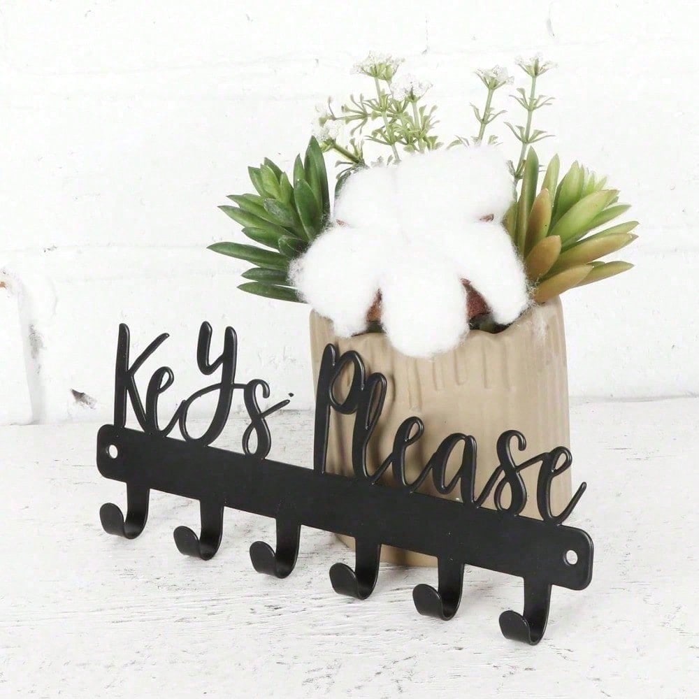 Sleek Modern Wall Key Holder with Single Hook, Minimalist Key Rack Space-Saving Entryway Organizer, Sturdy Black Metal Key Hanger for Home Office Apartment Gift
