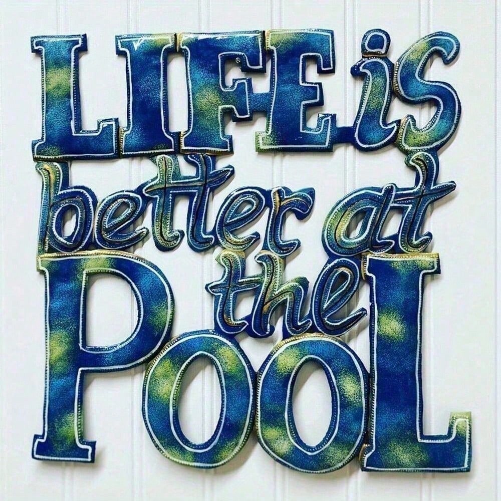 Coastal Pool Metal Wall Art, Life's Better At The Pool Sign for Patio Bathroom Bedroom, Tropical Summer Beach Decor Gift for Pool Lovers Housewarming
