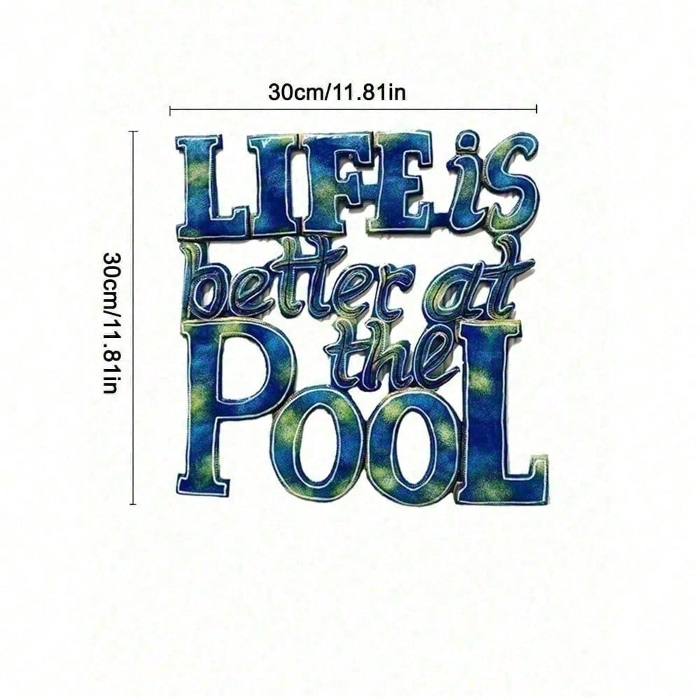 Coastal Pool Metal Wall Art, Life's Better At The Pool Sign for Patio Bathroom Bedroom, Tropical Summer Beach Decor Gift for Pool Lovers Housewarming