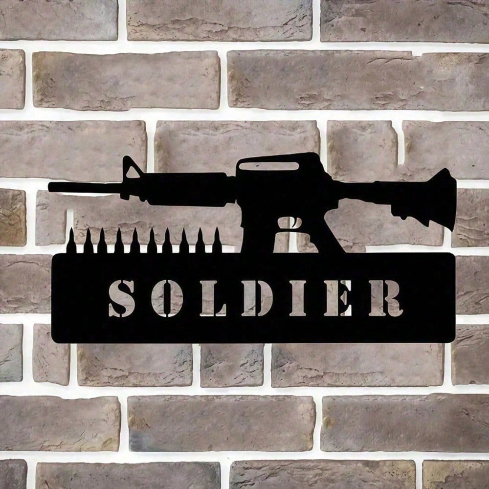 Vintage American Military Tin Sign, Rustic Patriotic Soldier Wall Art For Man Cave Garage, US Army Veteran Gift For Men Husband Dad Retirement
