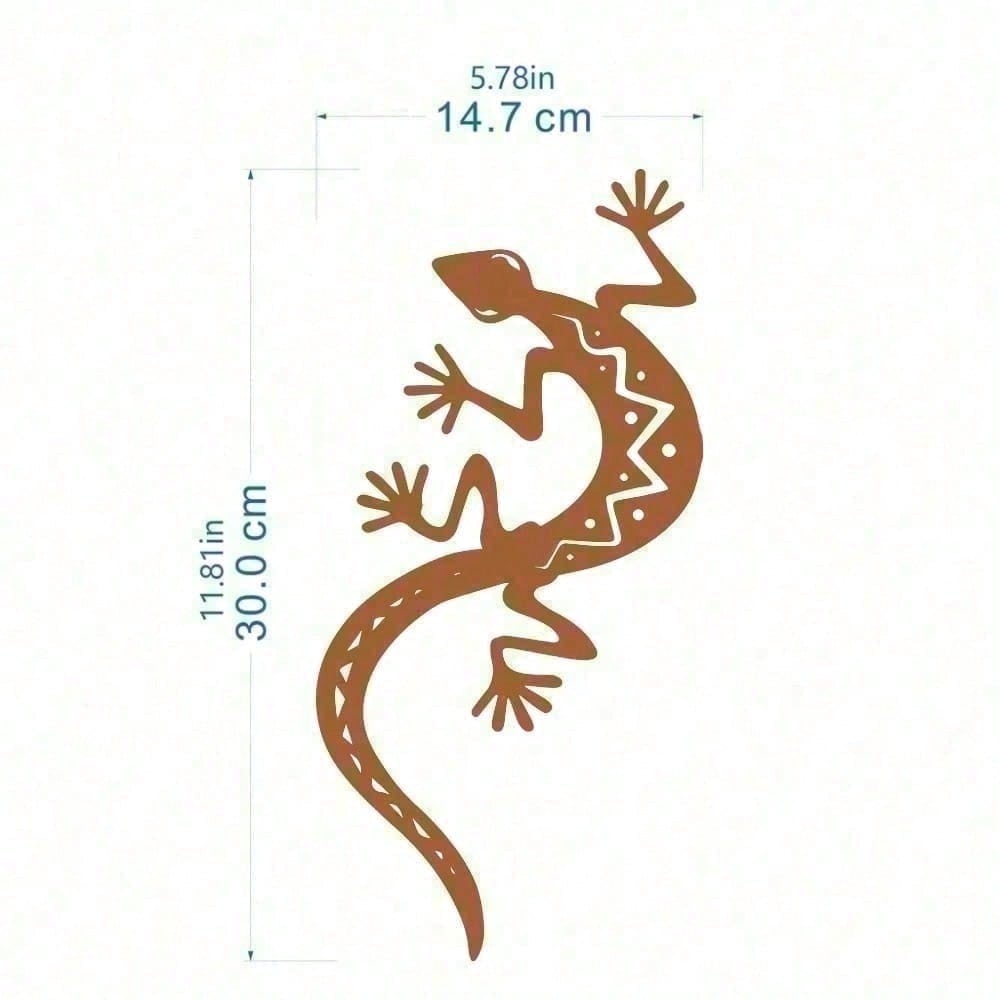 Indoor Outdoor Gothic Lizard Wall Art, Hanging Iron Gecko Sculpture for Halloween Goth Party Decor, Unique Gift for Men Women Bedroom Office