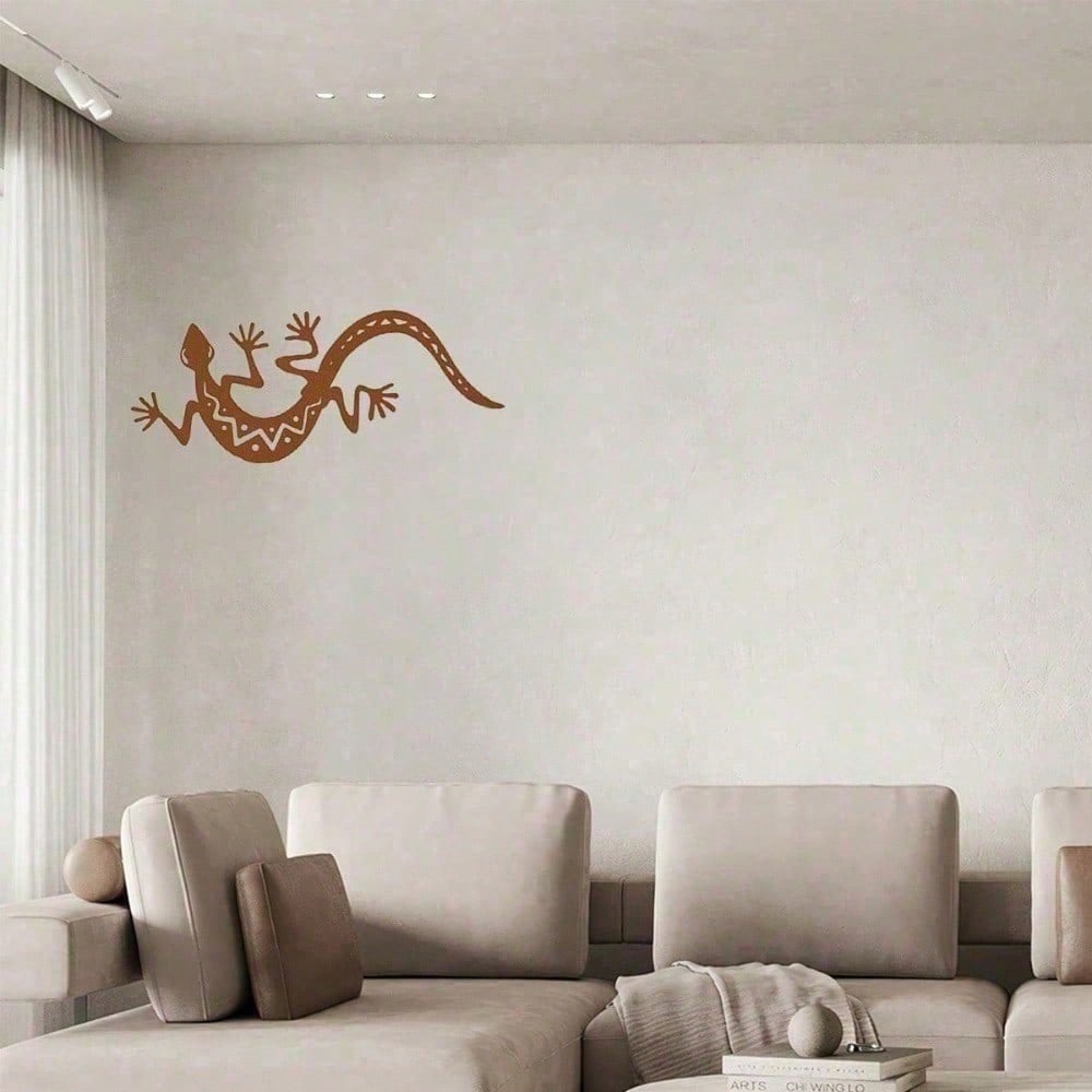 Indoor Outdoor Gothic Lizard Wall Art, Hanging Iron Gecko Sculpture for Halloween Goth Party Decor, Unique Gift for Men Women Bedroom Office