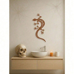 Indoor Outdoor Gothic Lizard Wall Art, Hanging Iron Gecko Sculpture for Halloween Goth Party Decor, Unique Gift for Men Women Bedroom Office