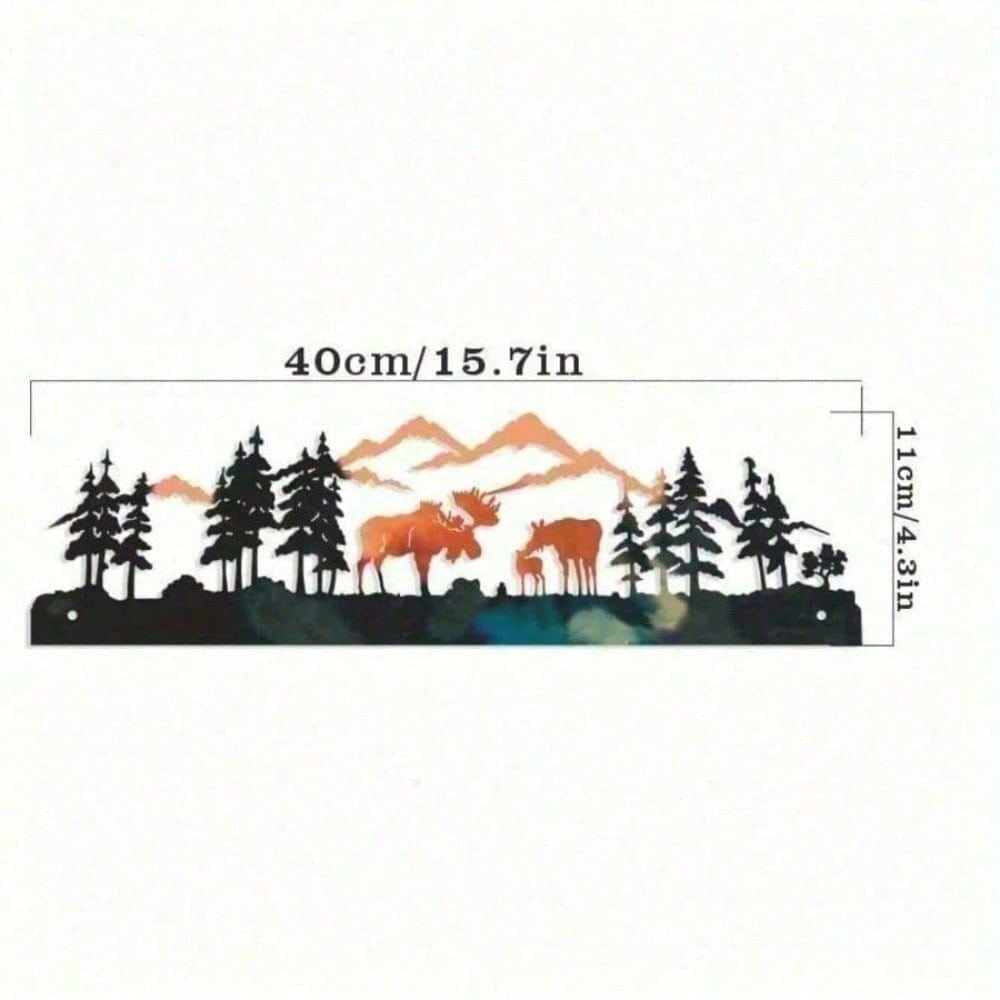 3D Moose Metal Wall Art, Winter Woodland Rustic Cabin Scene with Snowy Pines Starry Sky, Nordic Christmas Hanging Decor for Farmhouse Living Room Bedroom, Cozy Lodge Gift Secondary image
