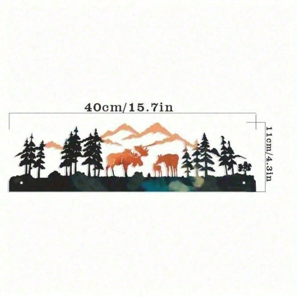 3D Moose Metal Wall Art, Winter Woodland Rustic Cabin Scene with Snowy Pines Starry Sky, Nordic Christmas Hanging Decor for Farmhouse Living Room Bedroom, Cozy Lodge Gift