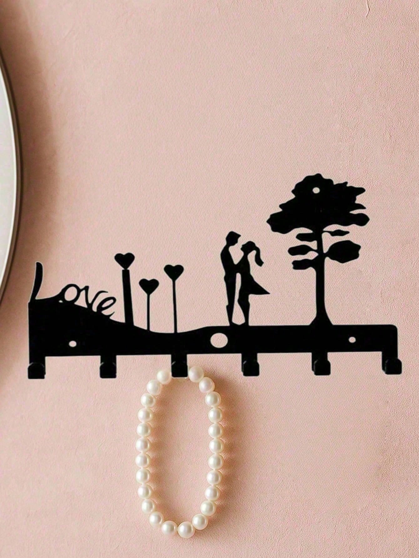 2 Pack Romantic Couple Heart Shaped Wall Hooks Wall Mounted Key Holder for Entryway Bedroom Aesthetic Home Decor Ideal Gift for Wedding Anniversary Valentine Housewarming