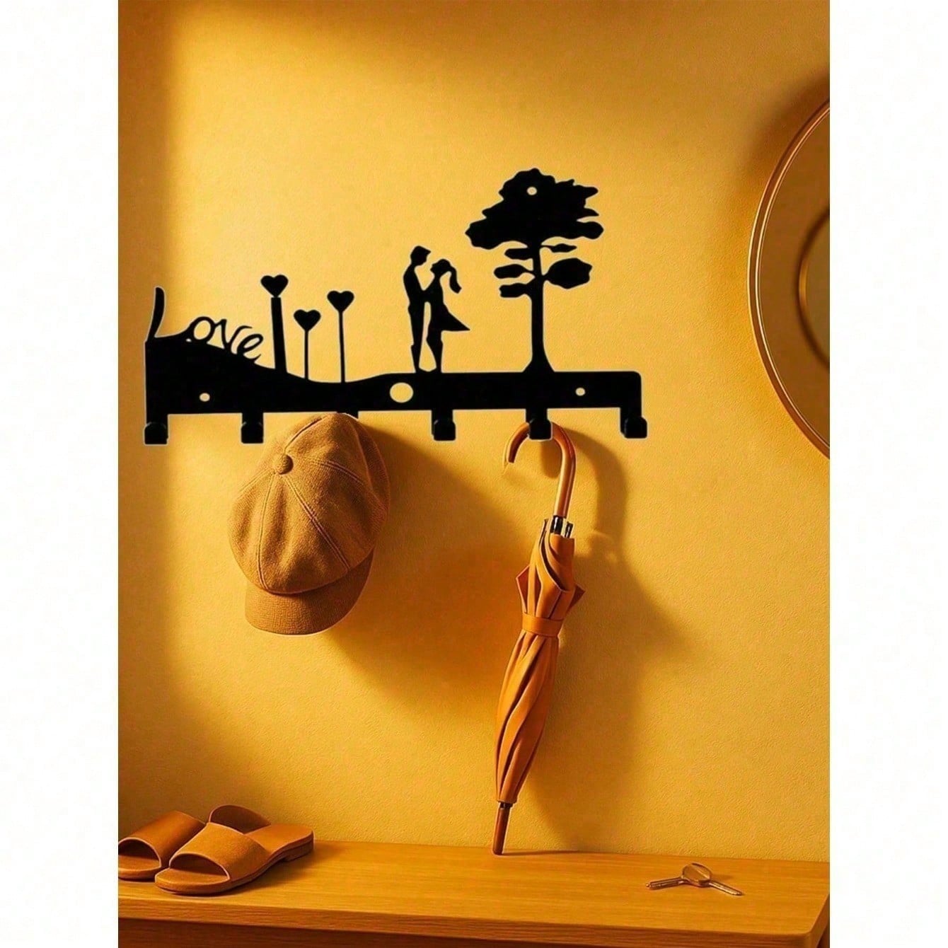 2 Pack Romantic Couple Heart Shaped Wall Hooks Wall Mounted Key Holder for Entryway Bedroom Aesthetic Home Decor Ideal Gift for Wedding Anniversary Valentine Housewarming
