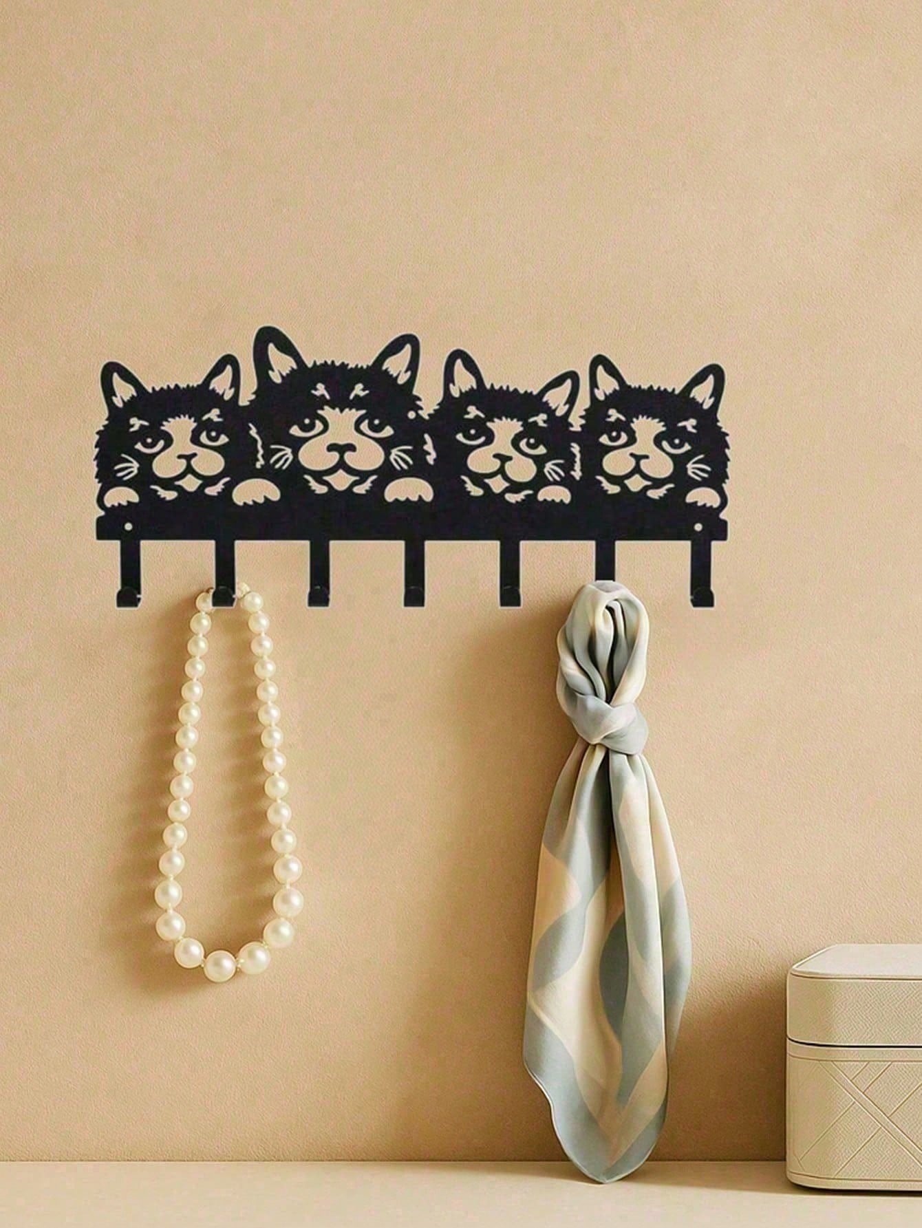 Set of 5 Cat Shaped Wall Hooks Cute Claw Hangers Wall Mounted Organizer for Keys Towels Coats Mugs Decor for Entryway Kitchen Bedroom Office Ideal Gift for Cat Lovers