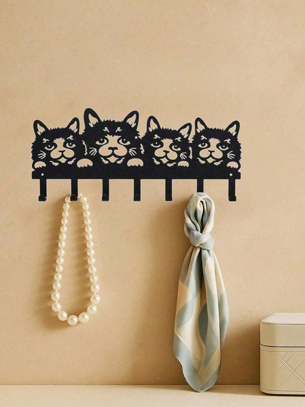 Set of 5 Cat Shaped Wall Hooks Cute Claw Hangers Wall Mounted Organizer for Keys Towels Coats Mugs Decor for Entryway Kitchen Bedroom Office Ideal Gift for Cat Lovers