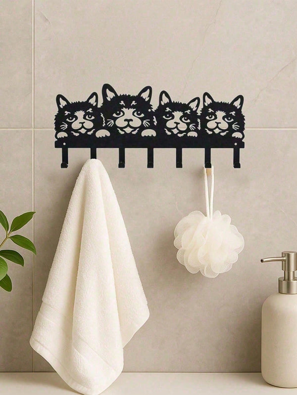 Set of 5 Cat Shaped Wall Hooks Cute Claw Hangers Wall Mounted Organizer for Keys Towels Coats Mugs Decor for Entryway Kitchen Bedroom Office Ideal Gift for Cat Lovers