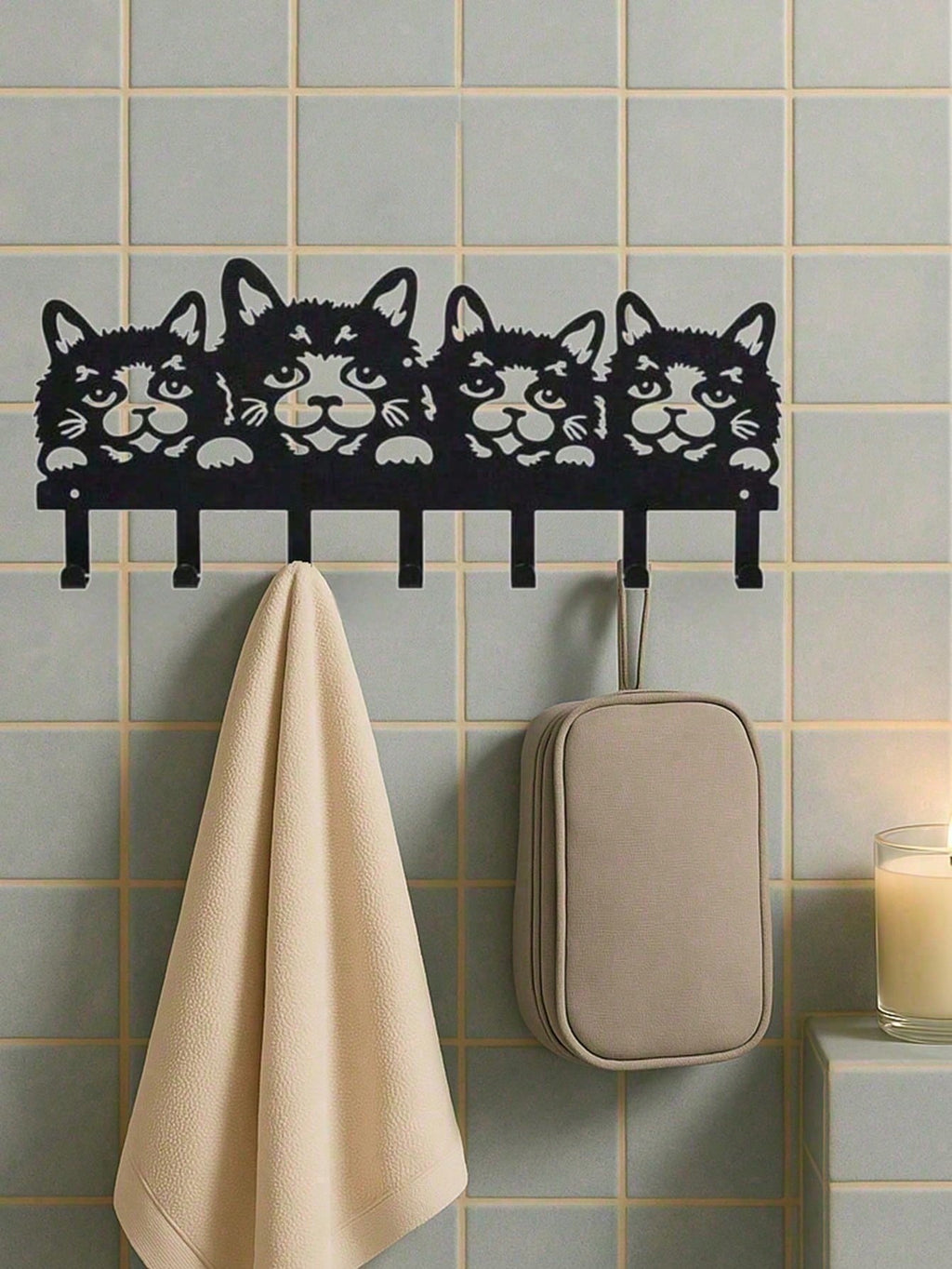 Set of 5 Cat Shaped Wall Hooks Cute Claw Hangers Wall Mounted Organizer for Keys Towels Coats Mugs Decor for Entryway Kitchen Bedroom Office Ideal Gift for Cat Lovers