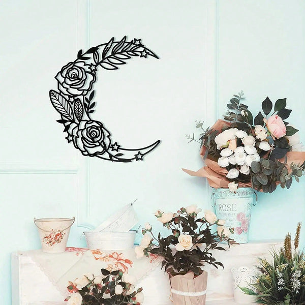 Bohemian moon wall art decoration, suitable for women, suitable for home, living room, patio or garden decoration, balcony, decorative sculpture, room decoration, office decoration, wall decoration