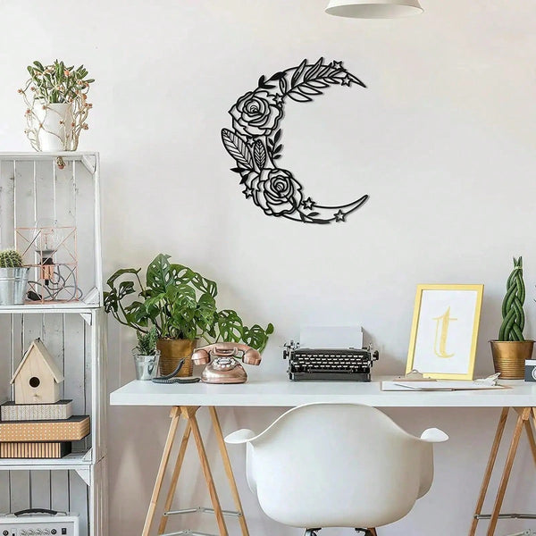 Bohemian moon wall art decoration, suitable for women, suitable for home, living room, patio or garden decoration, balcony, decorative sculpture, room decoration, office decoration, wall decoration