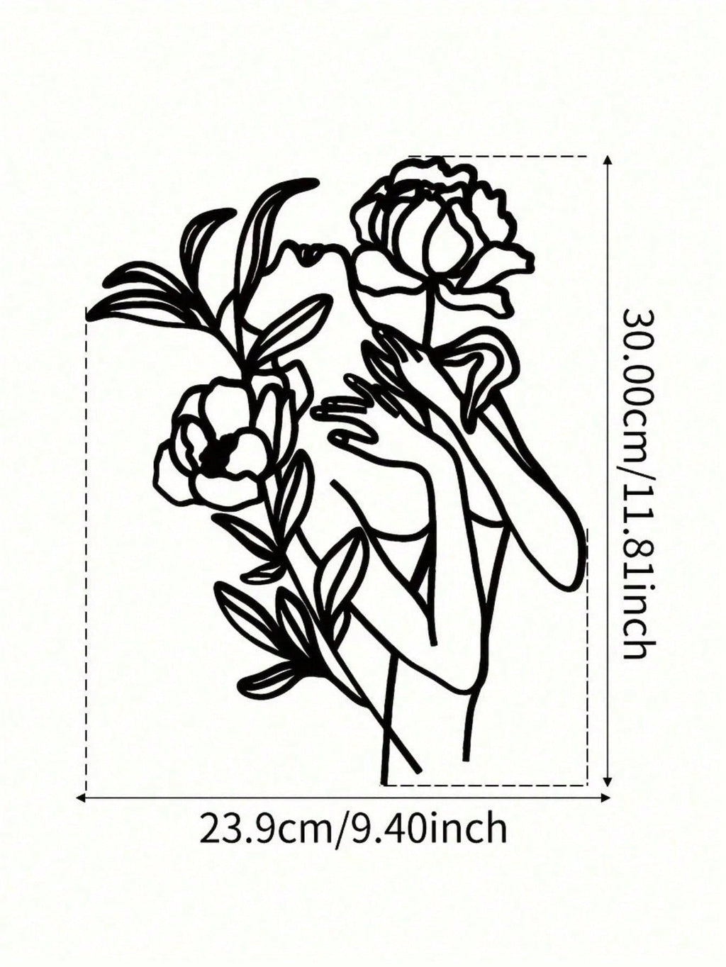 Gothic floral women's wrought iron wall decoration - Exquisite laser-cut metalwork, showing elegant female silhouettes and intricate plant patterns. Can add luster to the living room and bedroom.