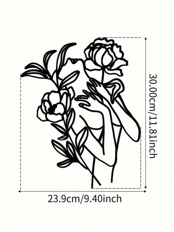 Gothic floral women's wrought iron wall decoration - Exquisite laser-cut metalwork, showing elegant female silhouettes and intricate plant patterns. Can add luster to the living room and bedroom.