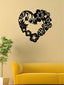 A heart-shaped wrought iron holiday wall decoration with black metal flowers and stamens intertwined, which can be used as a Valentine's Day gift, and romantic people deserve it! Birthday graduation gift.