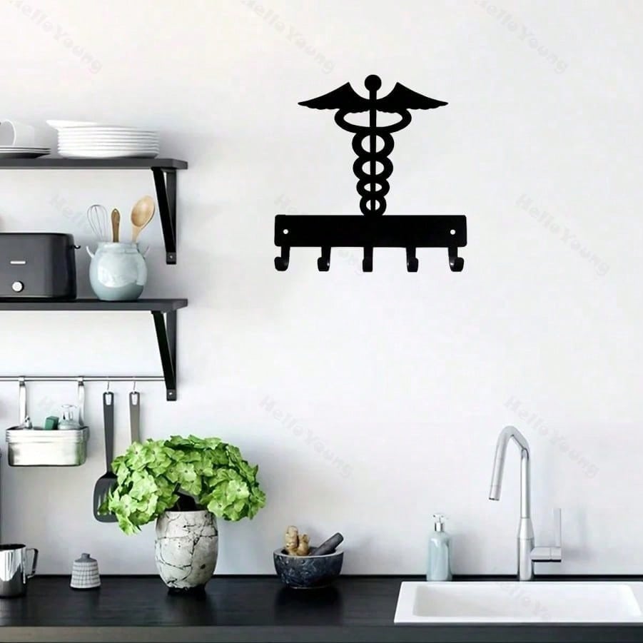 1 wrought iron hook, wall-mounted multi-functional storage hook, suitable for kitchen. Can be used to store cups, kitchen utensils, aprons, kitchen towels, etc. Metal multi-functional hook, home decoration hook, kitchen storage hook.