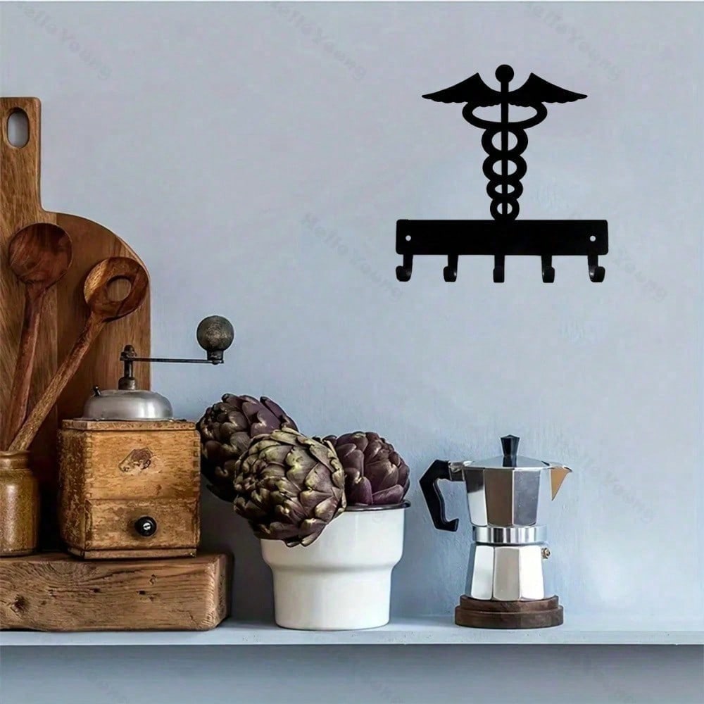 1 wrought iron hook, wall-mounted multi-functional storage hook, suitable for kitchen. Can be used to store cups, kitchen utensils, aprons, kitchen towels, etc. Metal multi-functional hook, home decoration hook, kitchen storage hook.