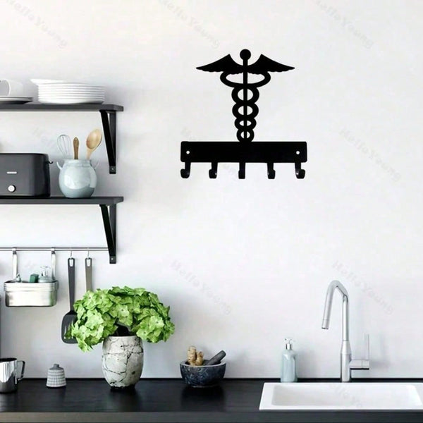 1 wrought iron hook, wall-mounted multi-functional storage hook, suitable for kitchen. Can be used to store cups, kitchen utensils, aprons, kitchen towels, etc. Metal multi-functional hook, home decoration hook, kitchen storage hook.