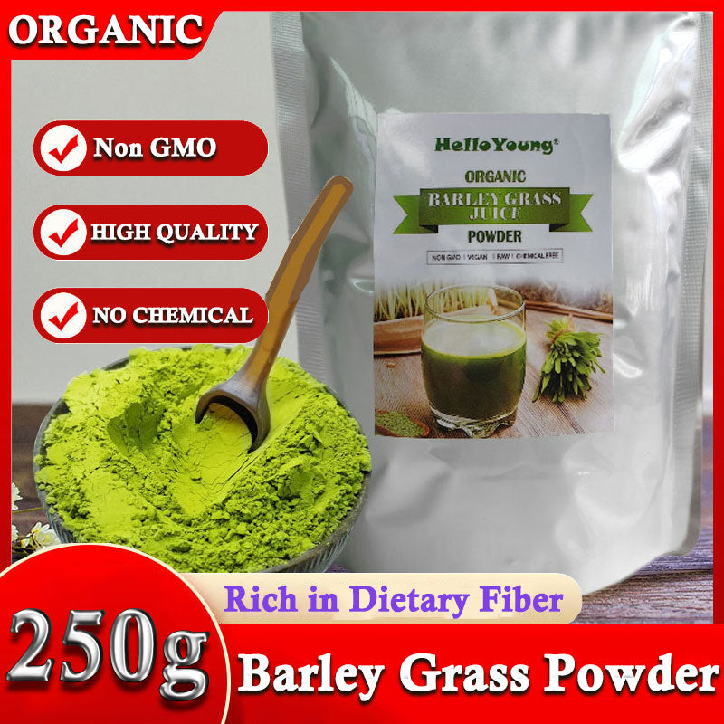 HelloYoung Barley grass official store Organic Barley Grass Powder original 250g Pure, Kosher, Vegan, Bulk. Good Source of Fiber, Protein