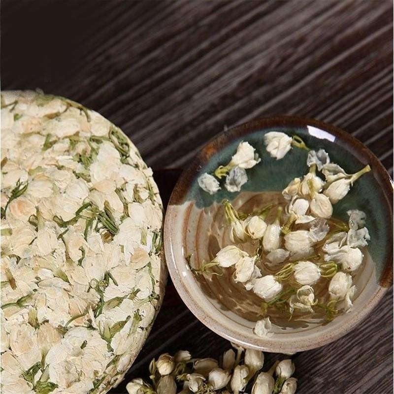 HelloYoungTea 200g Top Grade Dried Jasmine Tea Organal Bud Flower Tea Green Tea Cake Blooming