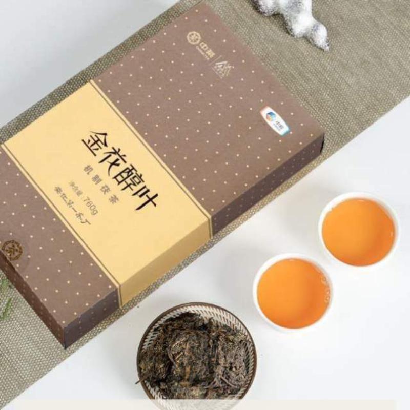 HelloYoungTea Hunan Anhua Golden Flower Dark Brick Tea Fu Zhuan Dark Tea Fu Brick Tea 760g