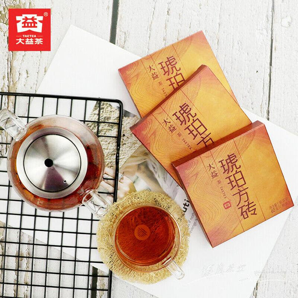 HelloYoungTea Cubes Amber * 2014 Yunnan Menghai Dayi Ripe Puer Pu'er Puerh Tea Brick 60g*4 Box