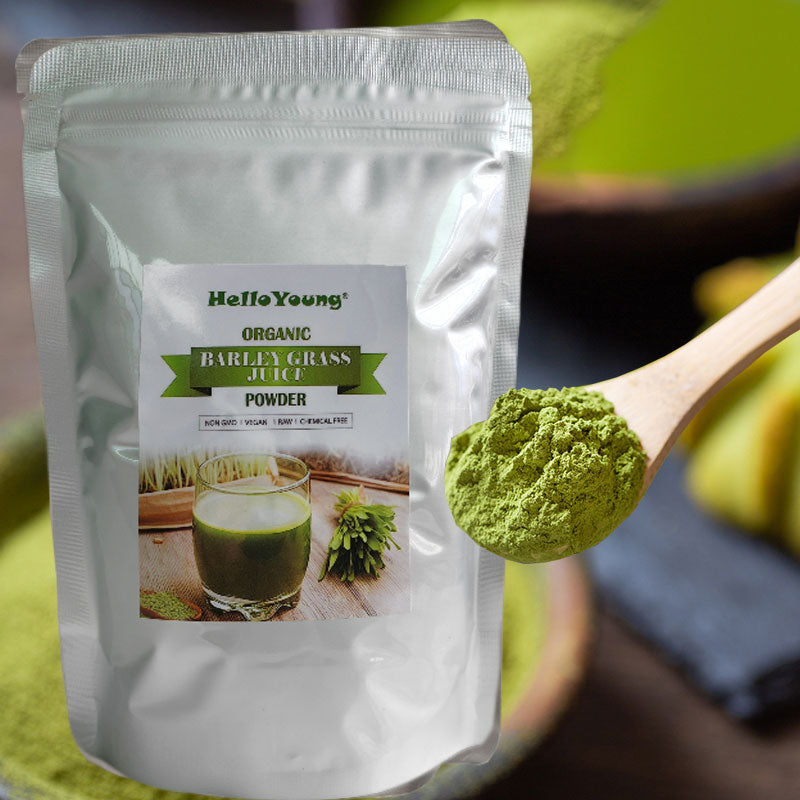 HelloYoung Organic Barley Grass Powder original 250g barley grass official store Wheatgrass Powder for Immunity Support and Whole Food Supplement, Rich in Fibers, Vitamins, Minerals, Raw Organic Perfect Food Green Superfood Main image