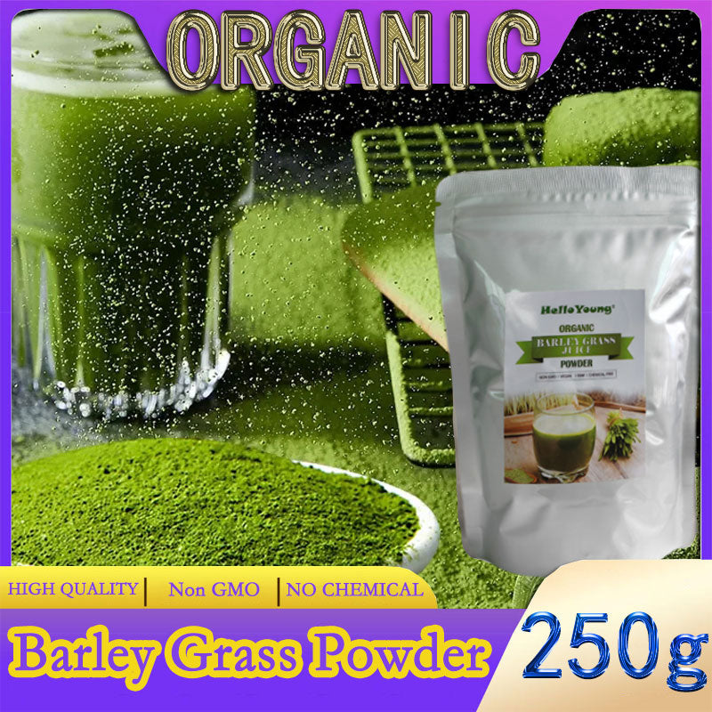 HelloYoung Organic Barley Grass Powder original 250g barley grass official store organic barley grass powder Rich in Fibers, Vitamins, Minerals, Raw Organic Perfect Food Green Superfood
